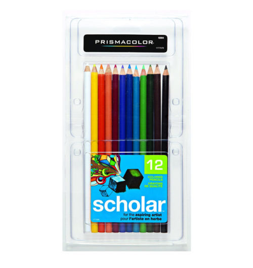 Prismacolor Scholar Colored Pencil Set of 12 Assorted Colors in Easel Stand Case