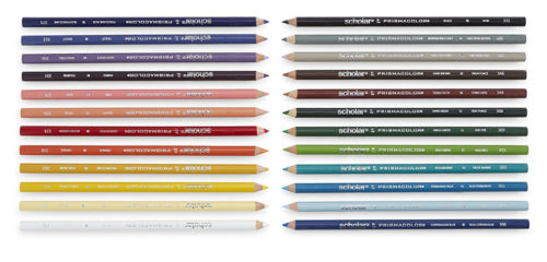Prismacolor Scholar Colored Pencil Set of 24 Assorted Colors in Easel Stand Case