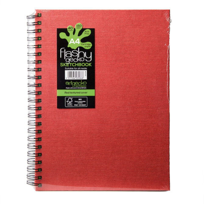 ArtGecko Flashy Sketchbooks- A4 Portrait- Red Textured Cover