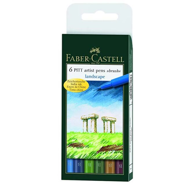 6 artist ink pitt pens - landscape set