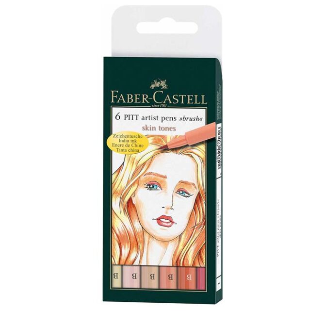 6 artist ink pitt pens - skin tones set