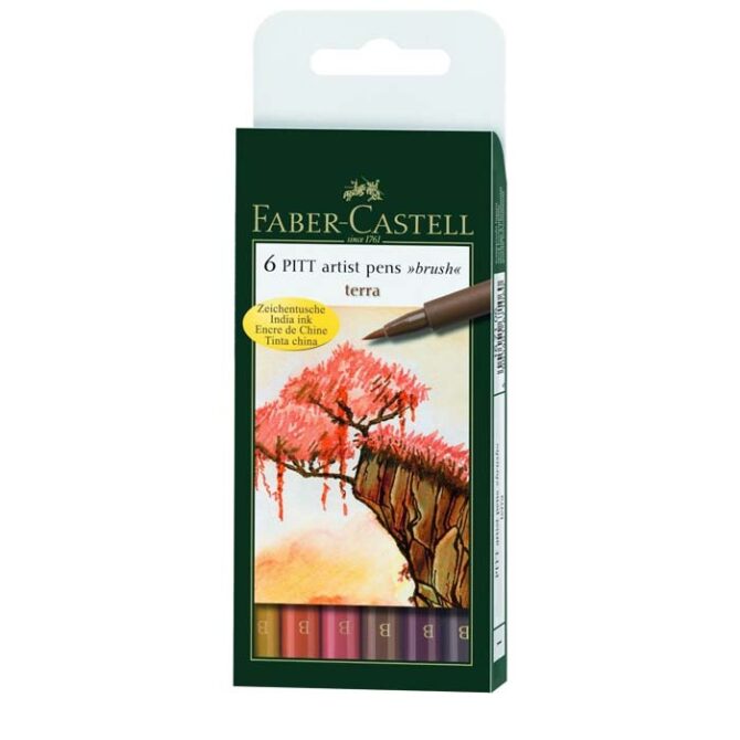 6 artist ink pitt pens - terra set