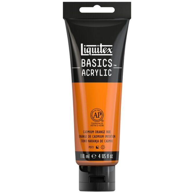 Liquitex BASICS Acrylic Paint 4-oz tube, Cadmium Orange Hue