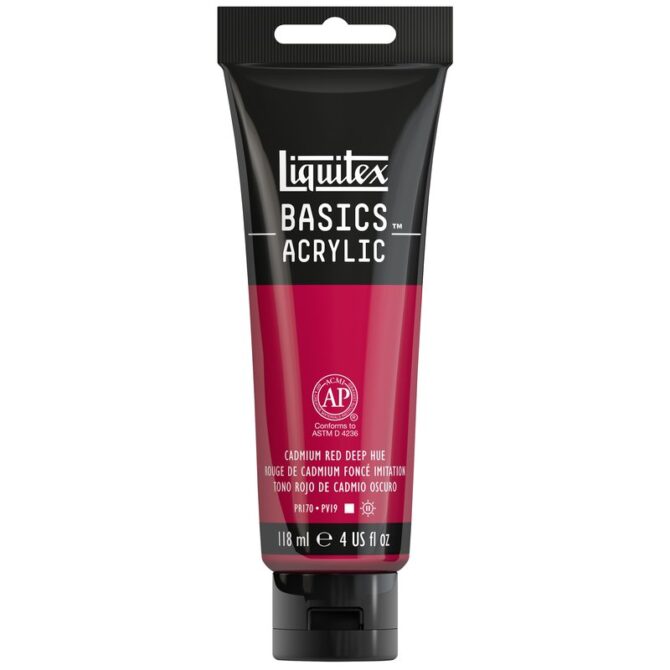 Liquitex BASICS Acrylic Paint 4-oz tube, Cadmium Red Deep Hue