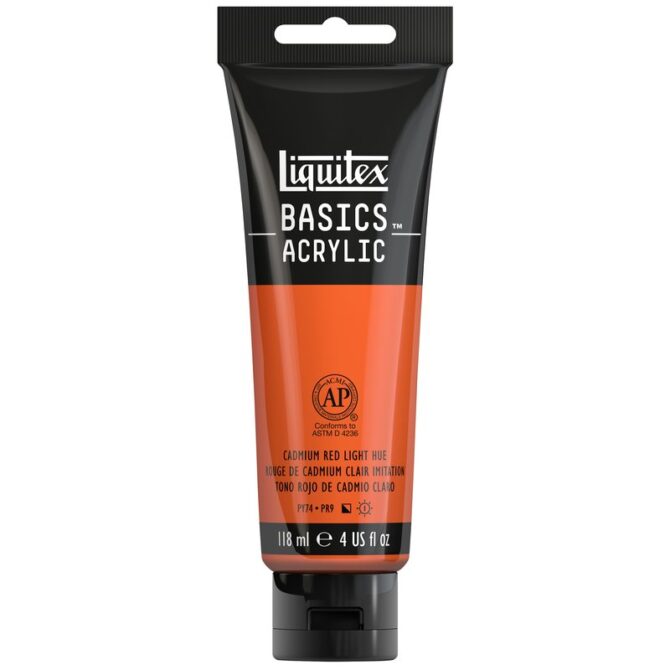 Liquitex BASICS Acrylic Paint 4-oz tube, Cadmium Red Light Hue