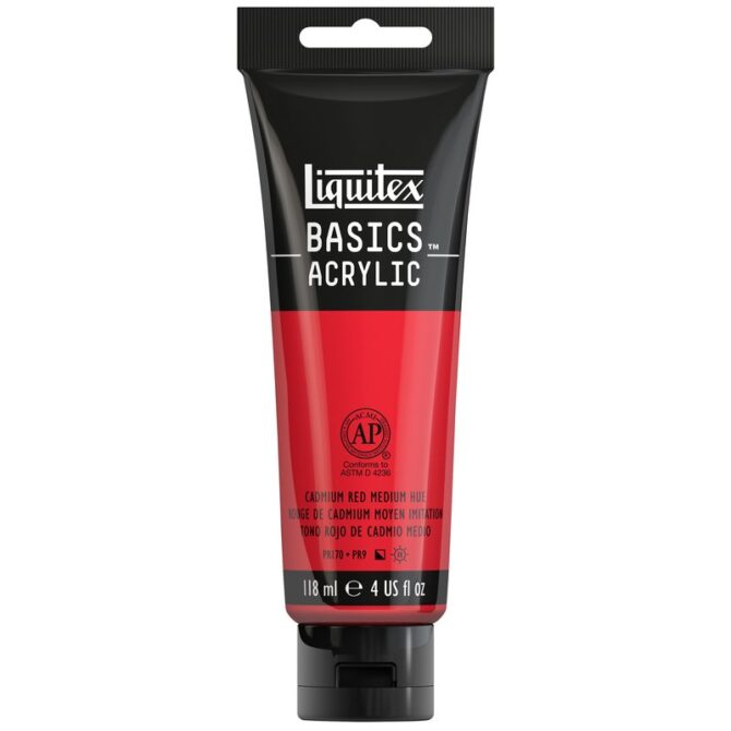 Liquitex BASICS Acrylic Paint 4-oz tube, Cadmium Red Medium Hue