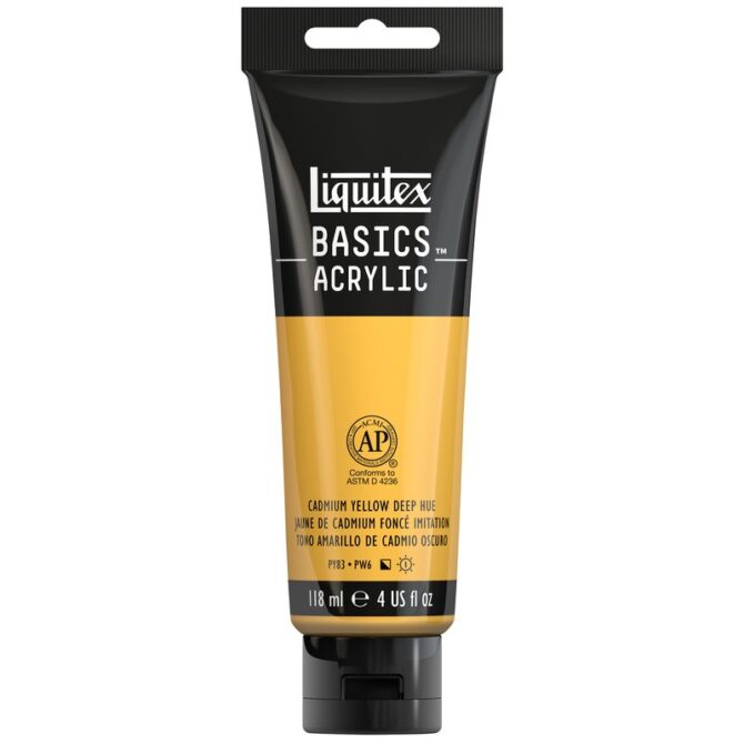 Liquitex BASICS Acrylic Paint 4-oz tube, Cadmium Yellow Deep Hue