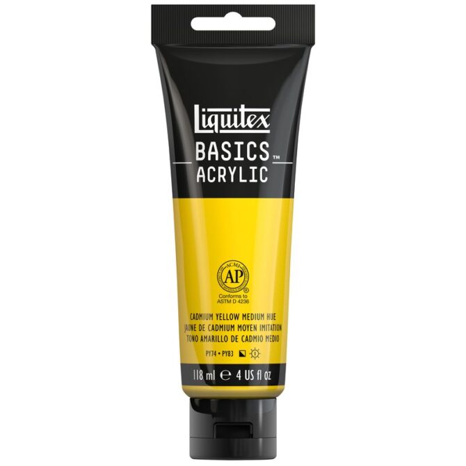 Liquitex BASICS Acrylic Paint 4-oz tube, Cadmium Yellow Medium Hue