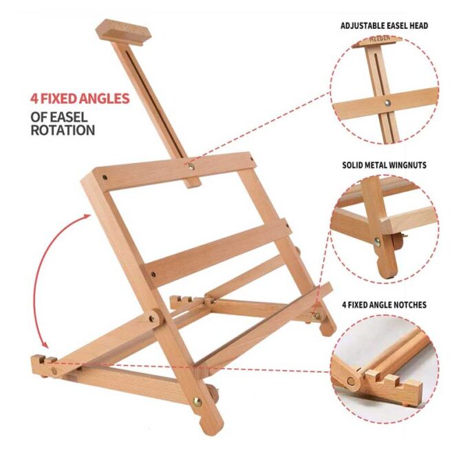 MEEDEN Acrylic Paint Set - Portable Beech Wood Tabletop Easel