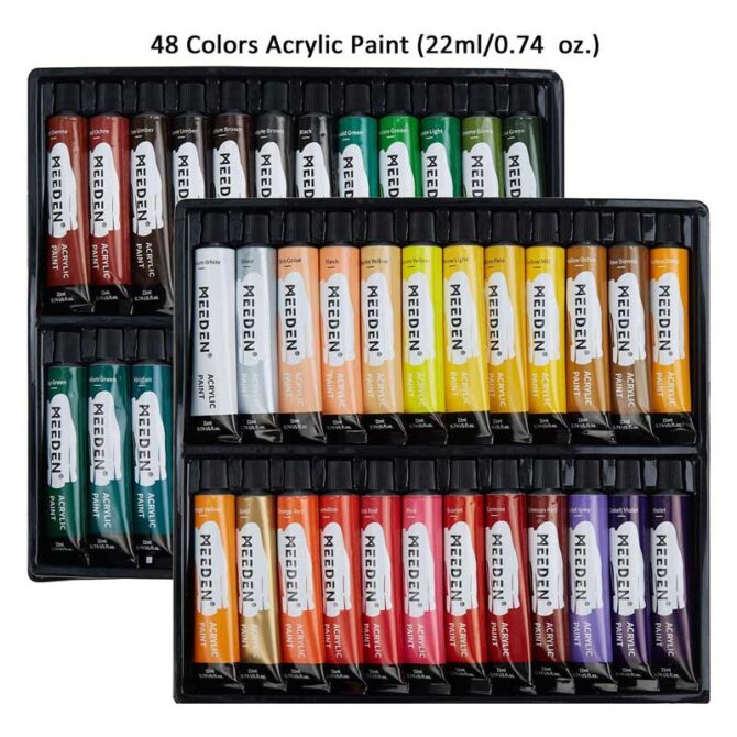 MEEDEN Acrylic Paint Set - Portable Beech Wood Tabletop Easel