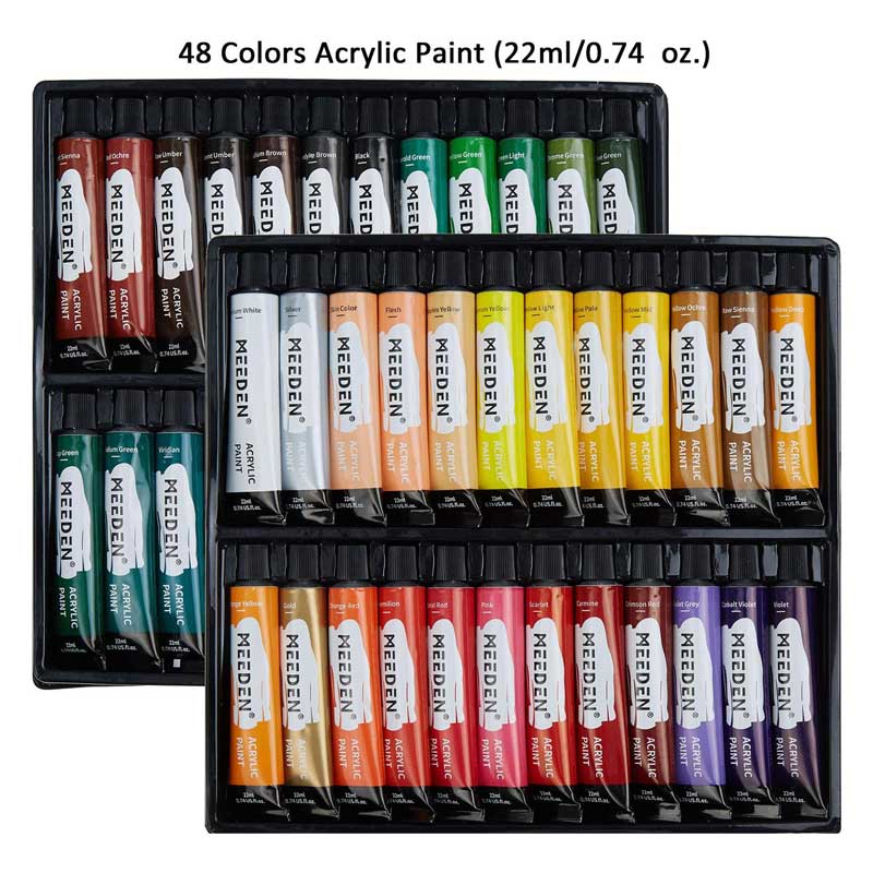 MEEDEN Acrylic Paint Set, 48 x 22ml Artist Acrylic Paint Tubes Set