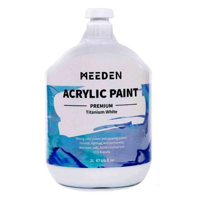 MEEDEN Heavy Body Acrylic Paint (2L /67 oz.) with Pump Lid, Titanium White