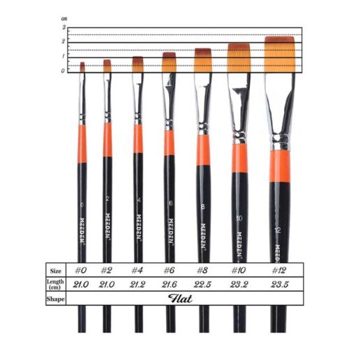 MEEDEN Flat Paint Brushes Set of 7