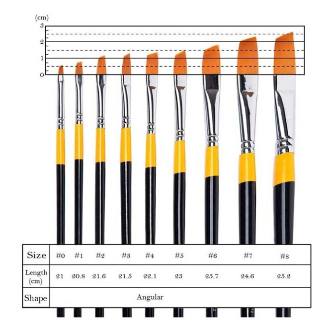 MEEDEN Angled Paint Brushes Set of 9