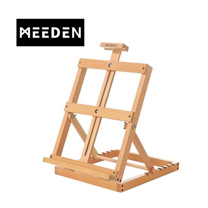 Solid Beech Wood Adjustable Artists Desktop Wood Easel Table for Artist, Beginners & Teens- Holds Canvas Art up to 23" High