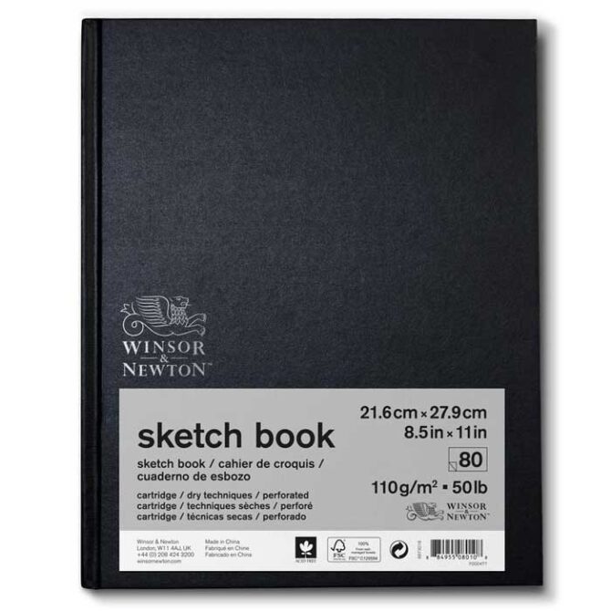 Winsor & Newton Hardbound Sketch Book 8.5x11 inches, 80 Perforated Sheets