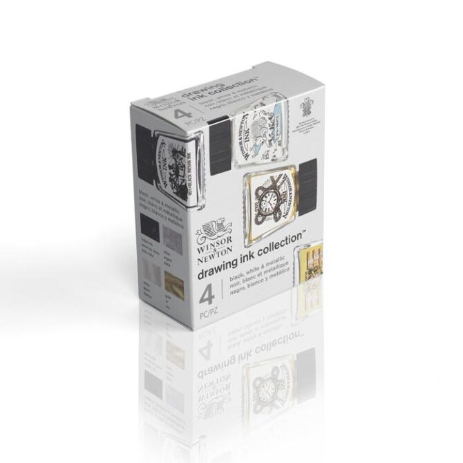 Winsor & Newton Ink Set - White, Black, Silver, Gold
