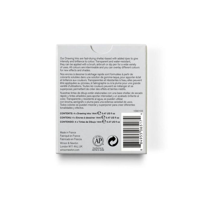 Winsor & Newton Ink Set - White, Black, Silver, Gold