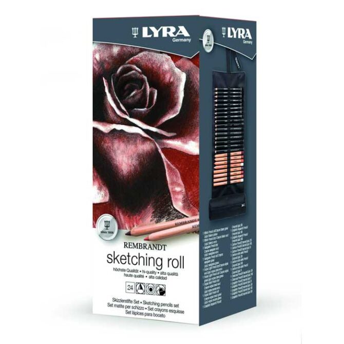 Sketching Pencils, set of 24 in the Roll Holder