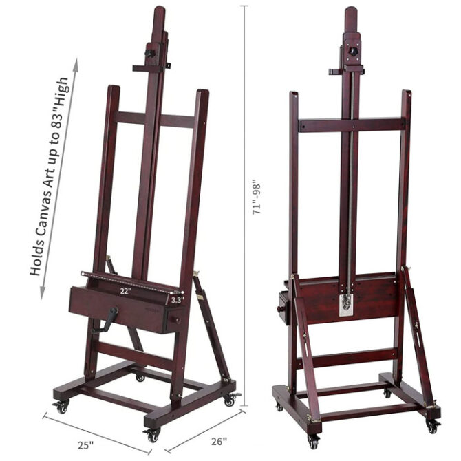 MEEDEN Deluxe Crank Adjusting Easel, Master H-Frame Studio Easel