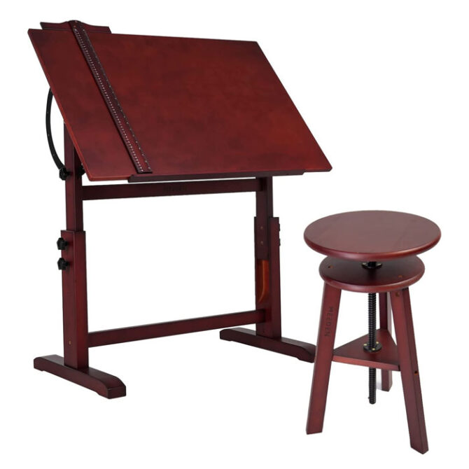 MEEDEN Vintage Wood Drafting Table & Stool Set