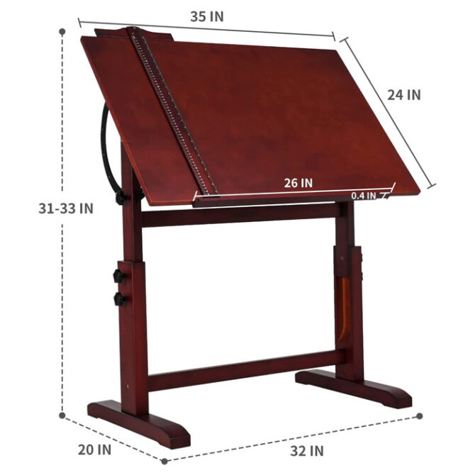 MEEDEN Vintage Wood Drafting Table & Stool Set