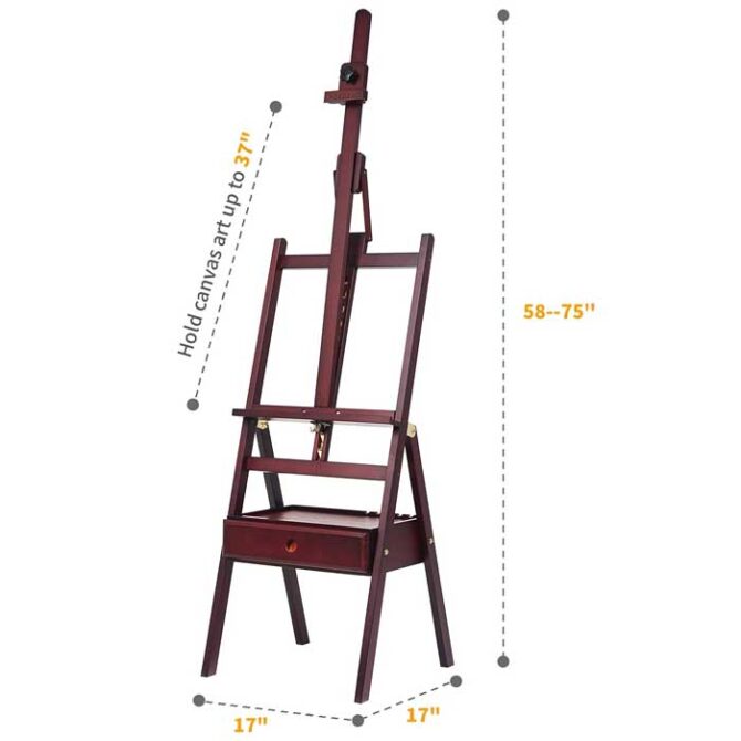 MEEDEN Forward Tilt Studio H-Frame Easel with Art Supply Storage