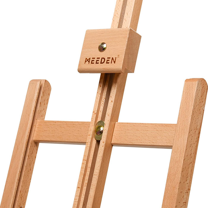 MEEDEN Heavy-Duty Tabletop Studio H-Frame Wooden Easel- Solid Beech Wood  Adjustable Artists Desktop Wood Easel Table for Artist, Beginners & Teens