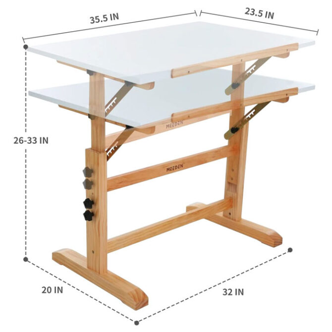MEEDEN White Board Wood Drafting Table