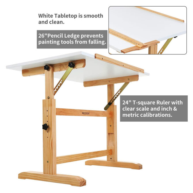 MEEDEN White Board Wood Drafting Table