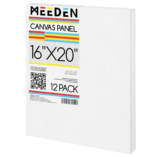 MEEDEN Canvas Panel for Painting, 16"x20"