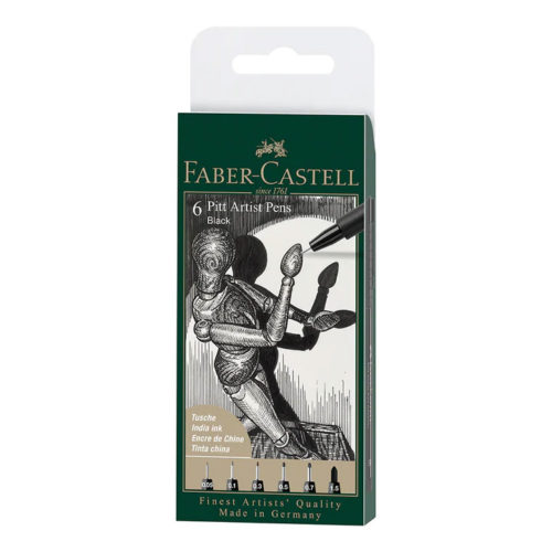 167154 Faber-Castell India Ink Pitt Artist Pens black box of 6 (0.05, 0.1, 0.3, 0.5, 0.7, 1.5)
