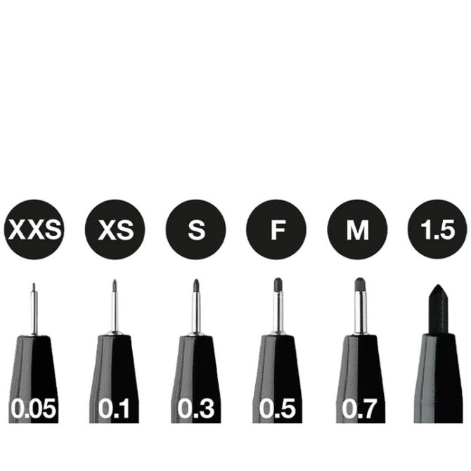 167154 Faber-Castell India Ink Pitt Artist Pens black box of 6 (0.05, 0.1, 0.3, 0.5, 0.7, 1.5)