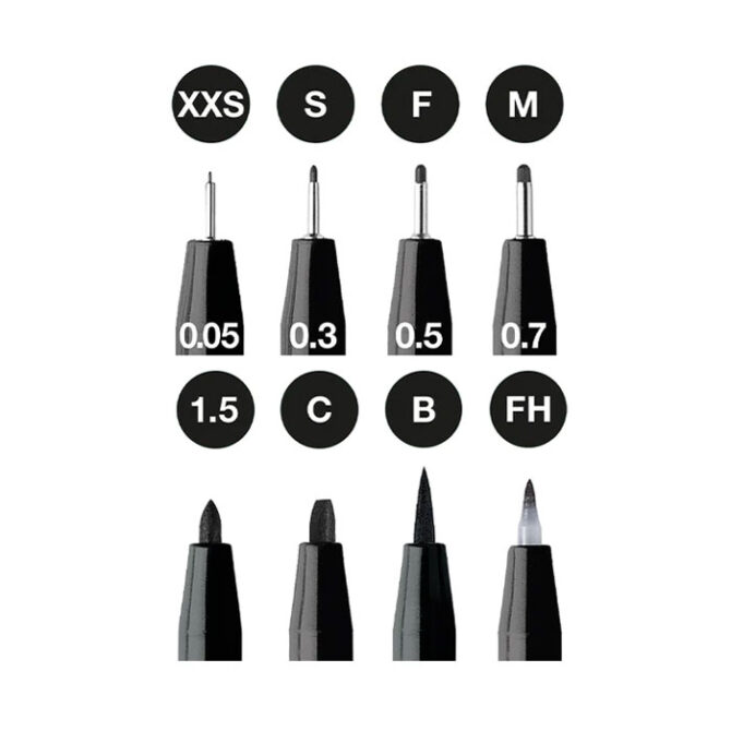 167158 Faber-Castell India Ink Pitt Artist Pens black box of 8