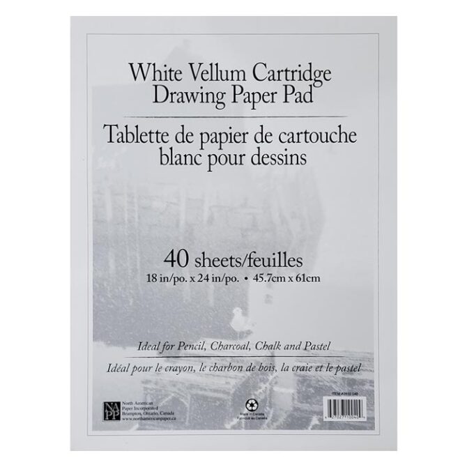 White Vellum Cartridge Drawing Paper Pad 18x24 inches