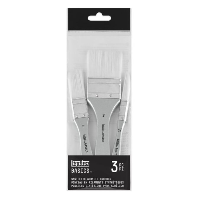 Large Flat Brushes Set of 3, Short-Handle