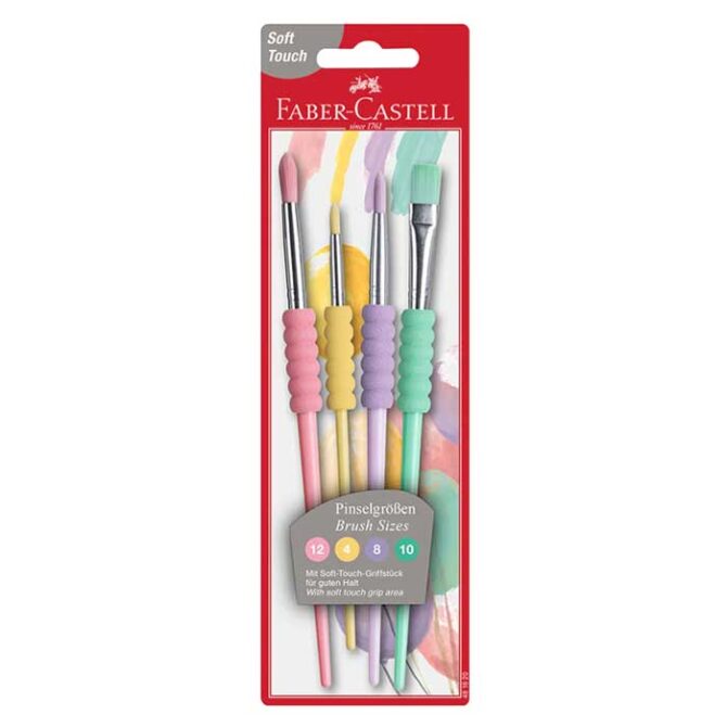 Brush with soft touch grip area, 4 sizes on blister card