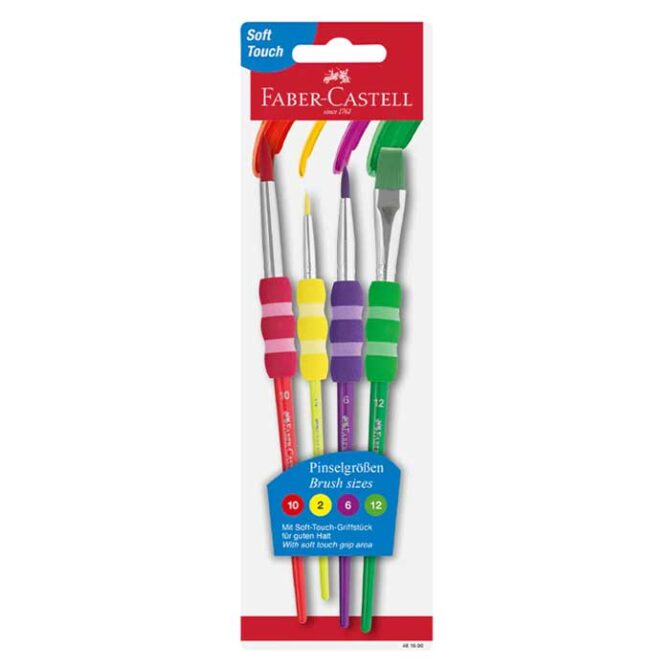 Brush with soft touch grip area, 4 sizes on blister card