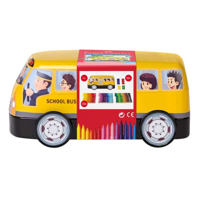 155532 Faber-Castell - Connector felt pen set school bus, 43 pieces