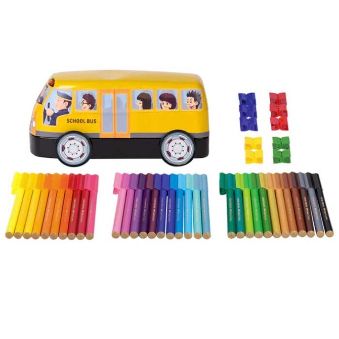 155532 Faber-Castell - Connector felt pen set school bus, 43 pieces