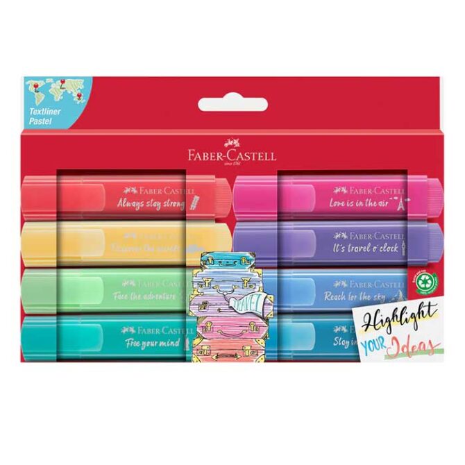 254626 Faber-Castell - Highlighter TL 46 Pastel Promo Carton Wallet of 8