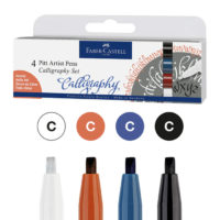 Faber-Castell Pitt Artist Pen Calligraphy India Ink Pens, Case of 4, Classic