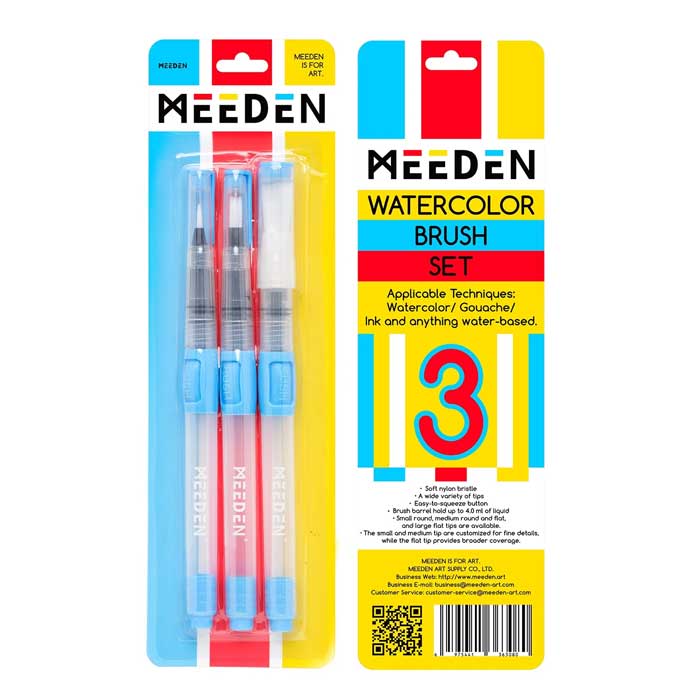 MEEDEN Refillable Watercolor Brush Pen Set of 3