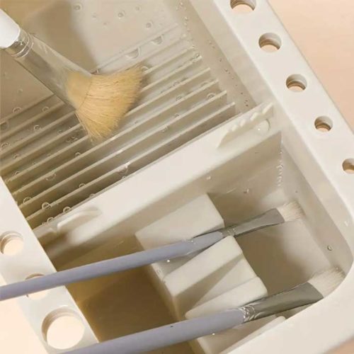 Plastic Rectangular Brush Cleaning Basin with Cover