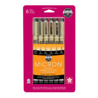Pigma Micron Extra Fine & Fine Pen Set, Black (6 pc)