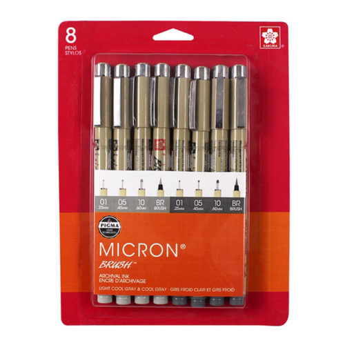 Pigma Micron Gray Set, Light & Dark Gray (8pk)