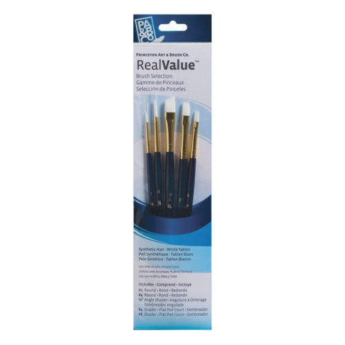 9136 Princeton RealValue Synthetic White Taklon Brush Set