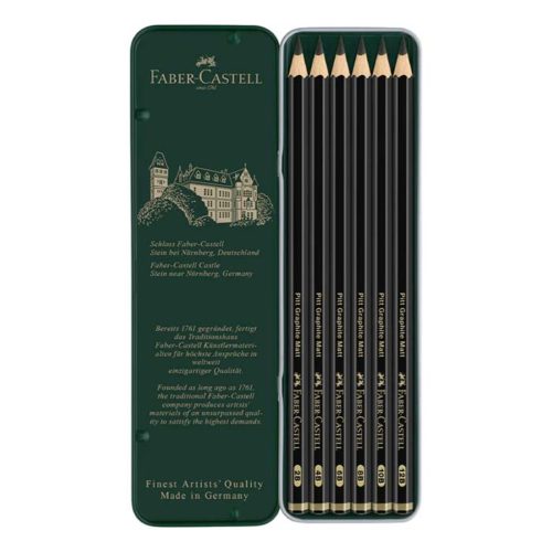 Pitt Graphite Matt Pencil, metal case of 6 - #115207