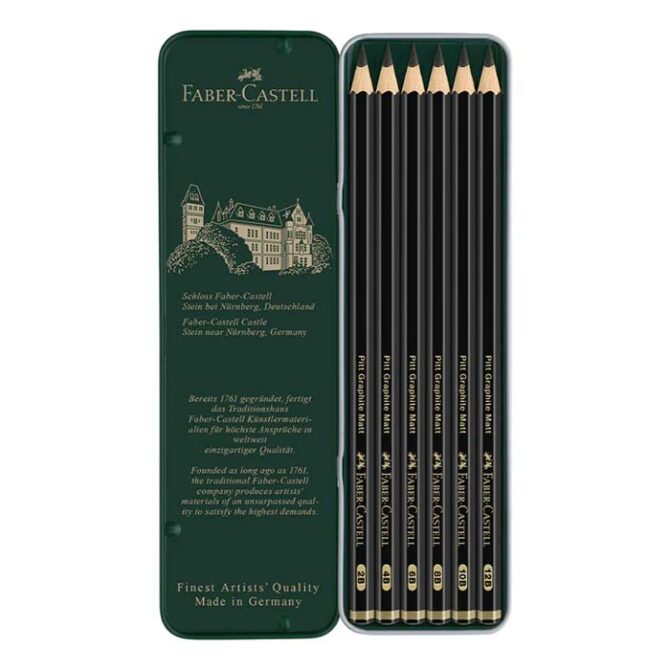 Pitt Graphite Matt Pencil, metal case of 6 - #115207