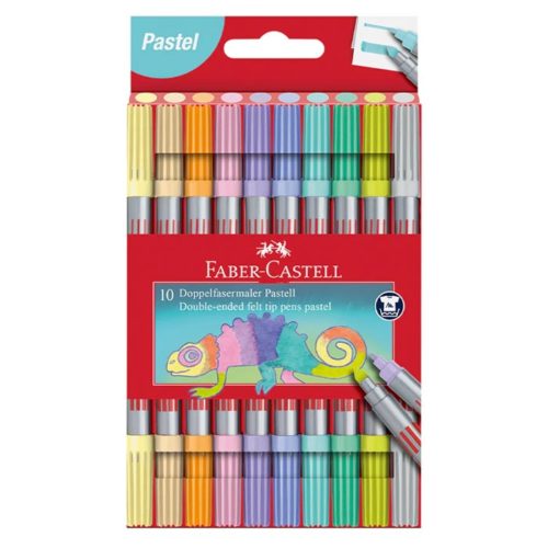 Double-Ended Felt Tip Pen, Plastic Wallet of 10
